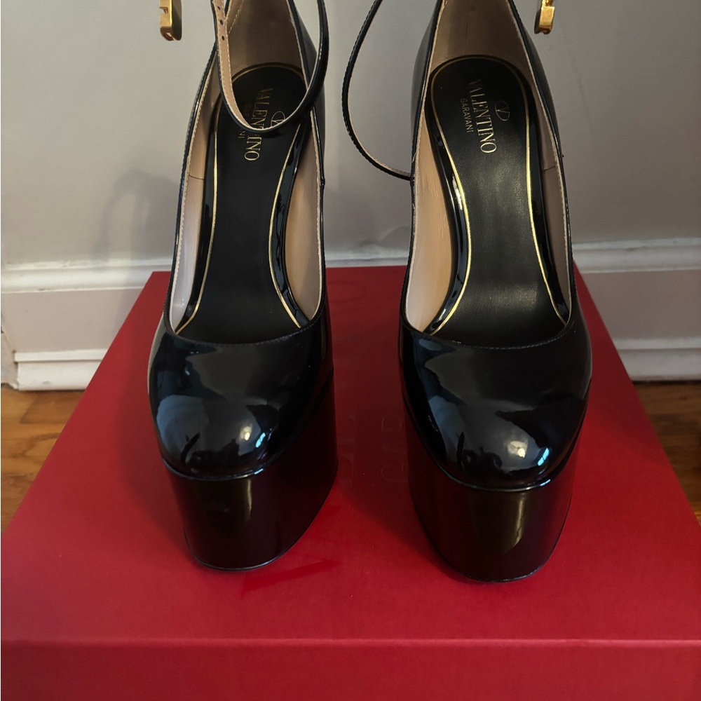 Valentino Black Patent Leather Platform Heels